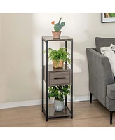 1 Pack 3 Tier Tall Metal Plant Stand Indoor Plant Table with Drawer Anti-tipping Devices