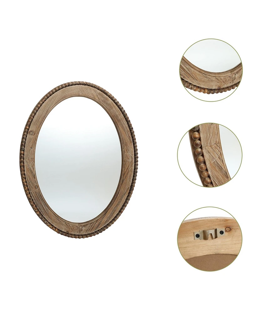 LuxenHome 32-Inch Cameo Wood Framed Accent Wall Mirror Large Oval Wall Mounted Mirror Farmhouse Wall Decor