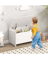 Kids Toy Box w/Safety Hinge Wood Storage Chest Flip-Top Storage Organizer