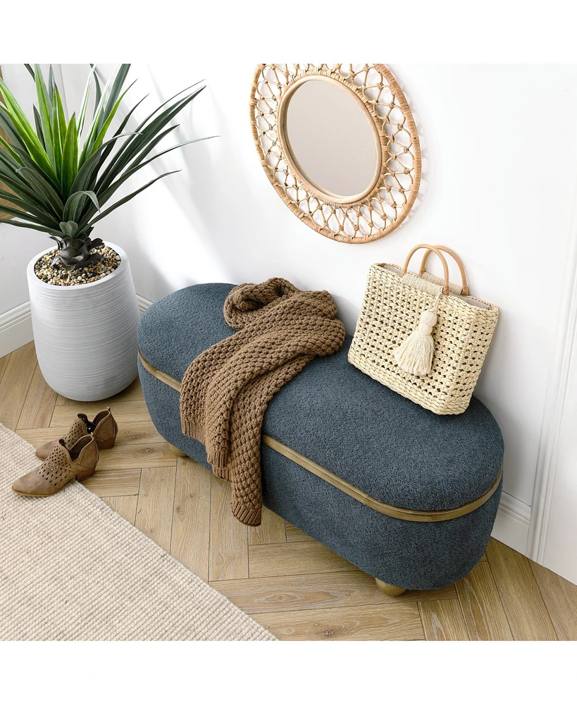 Storage Ottoman Bench, Upholstered End of Bed Ottoman Bench with Storage and Seating, Large Blanket Storage Bench for Foot Rest in Bedroom, Living Roo