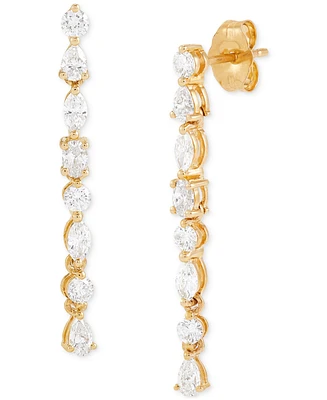 Diamond Mixed-Cut Linear Drop Earrings (1 ct. t.w.) in 14k Gold