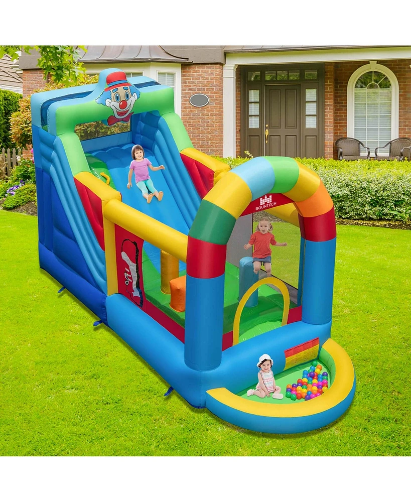 Costway Inflatable Bounce House with Climbing Surface Long Slide Obstacles with 735W blower