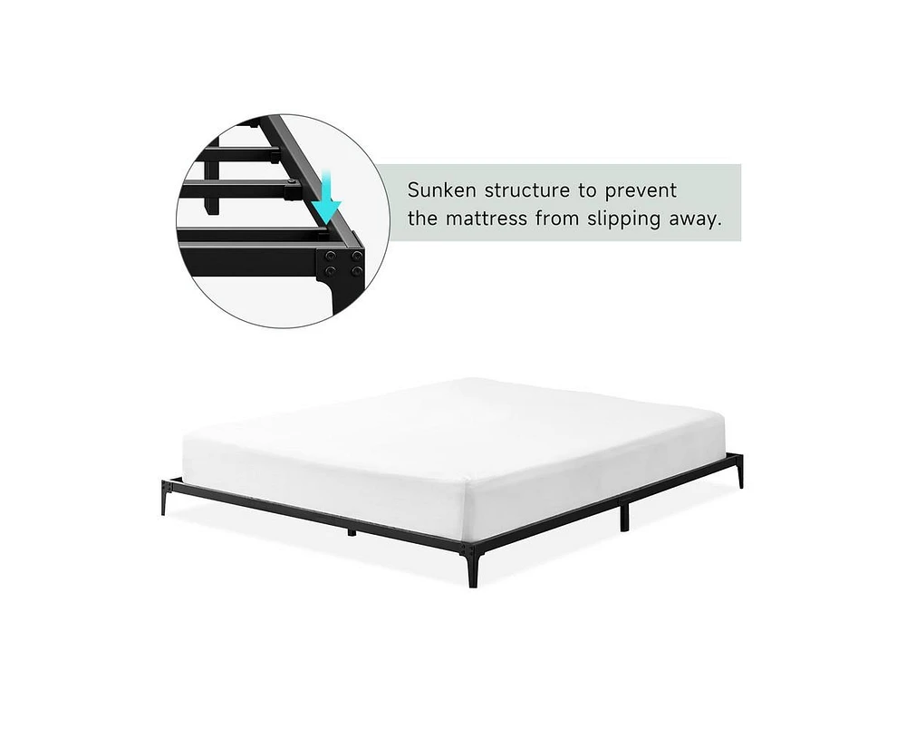 gaomon Bed Frame Heavy Duty Metal Mattress Foundation Platform Sturdy Steel Slat No Box Spring Needed, Easy Assembly