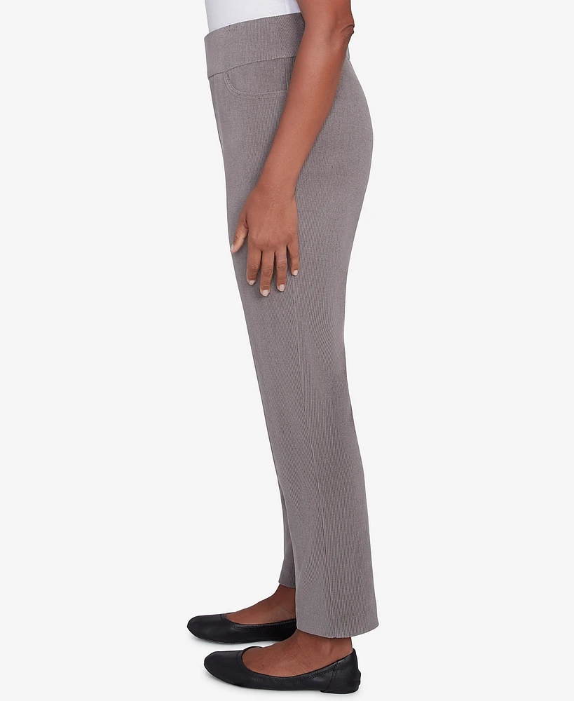 Alfred Dunner Petite Copenhagen Knit Corduroy Faux Fly Pull On Average Length Pants
