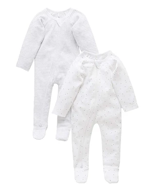 Purebaby Baby Boy and Girl 2 Pack Zip Coverall