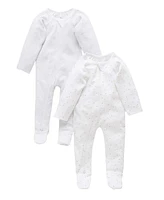 Purebaby Baby Boy and Girl 2 Pack Zip Coverall