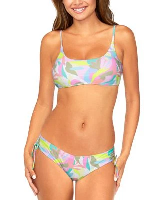 Raisins Juniors Lace Up Bikini Top Ruched Bottoms