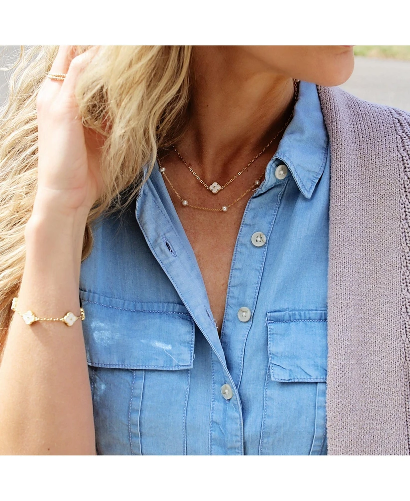 Non-Tarnishing Gold Filled Dainty Chain With 4mm Freshwater Pearls Necklace