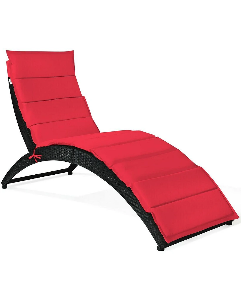 Skonyon Foldable Patio Lounge Chair with Cushion for Backyard