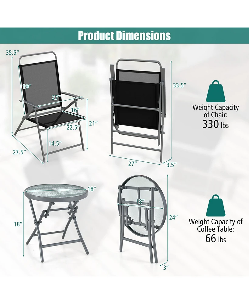 3 Pieces Patio Foldi