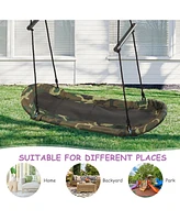 Sugift Saucer Tree Swing Surf Kids Outdoor Adjustable Oval Platform Set with Handle