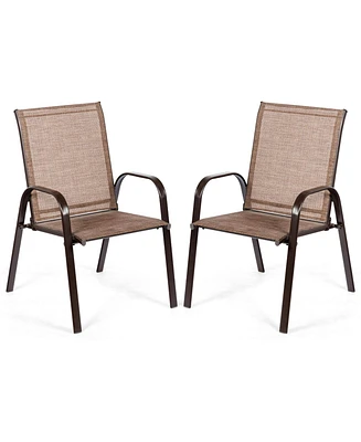 Sugift 2 Pieces Patio Outdoor Dining Chair with Armrest