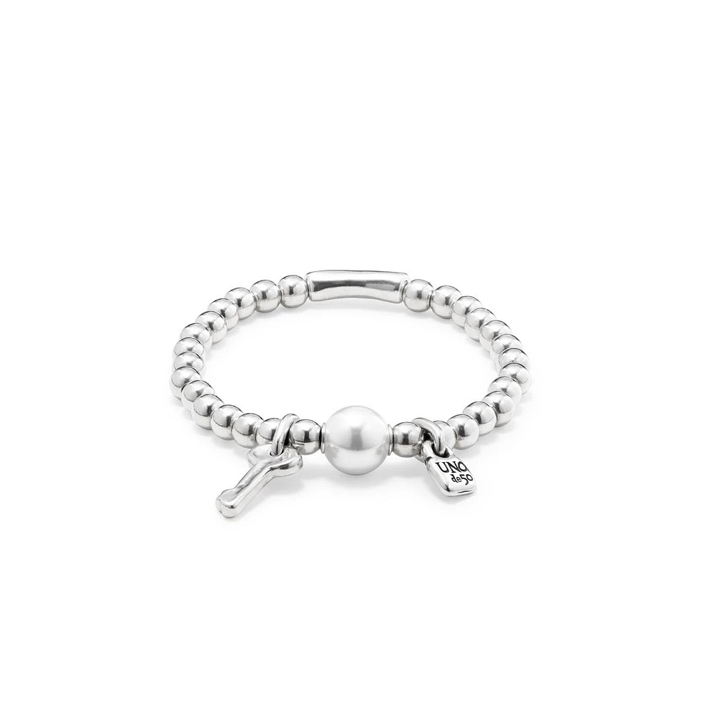 UNOde50 Sterling Silver Center Cultivated Pearl Metal Bracelet