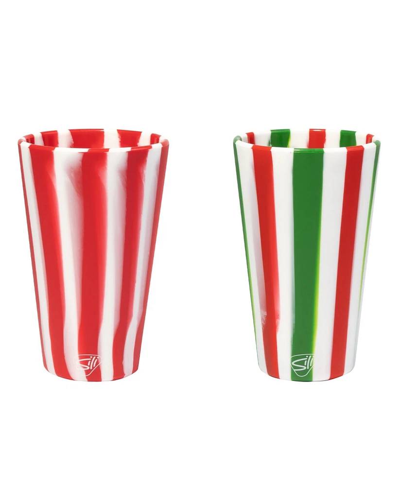 Pint Glasses: 2 pk - Peppermint & Poinsettia - Holiday 2023