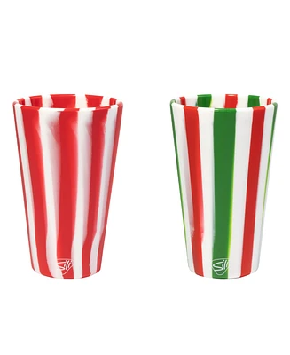 Pint Glasses: 2 pk - Peppermint & Poinsettia - Holiday 2023