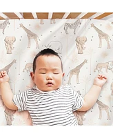 The Peanutshell Caramel Safari Cotton Jersey 4 Pack Fitted Crib Sheets