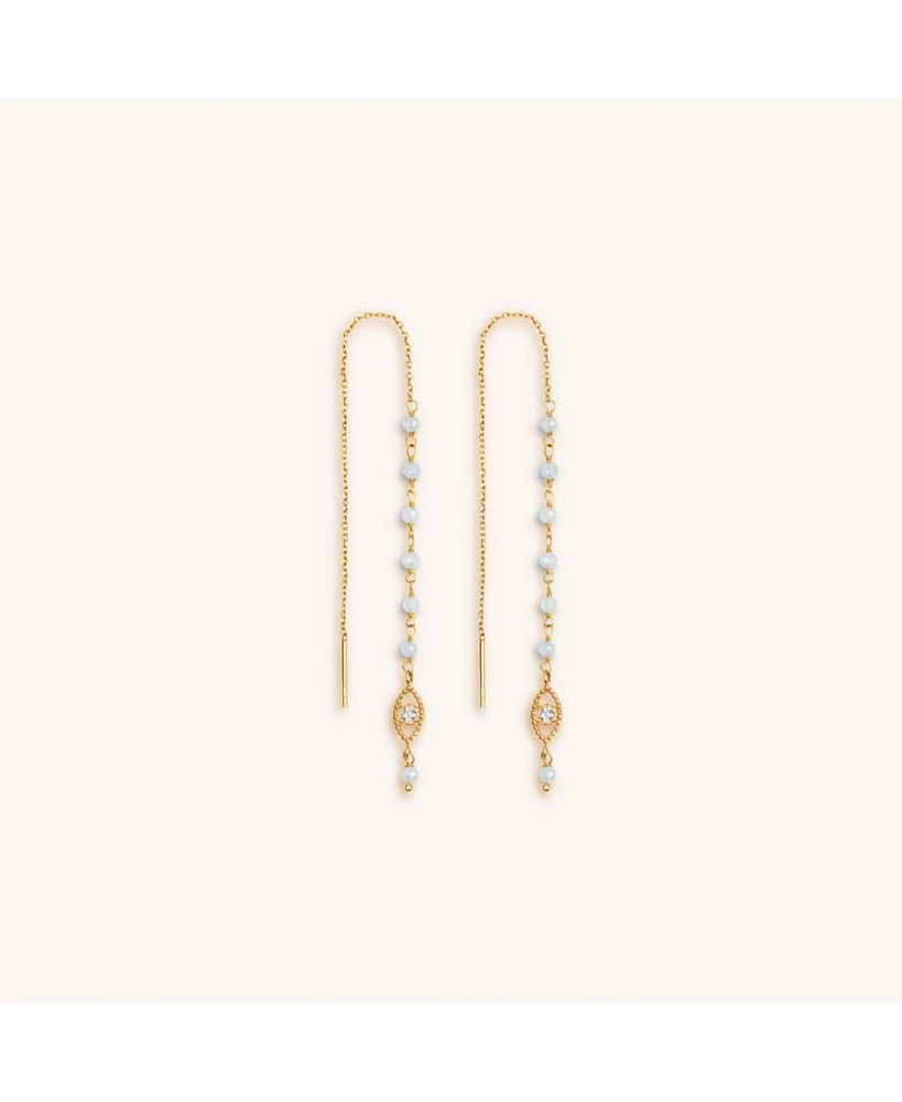 Flowing Frequency - Aquamarine Evil Eye Earrings
