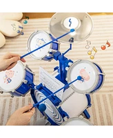Hongge Kids Drum Set Educational Percussion Musical Instrument Toy with Bass Drum