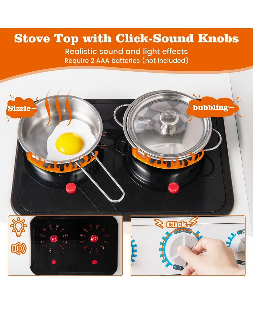 Hongge Pretend Play Kitchen for Kids Aged 3+ with Real Sounds and Lights