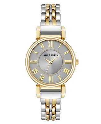 Anne Klein Women's Quartz Gray Roman Numeral Dial Two-Tone Alloy Watch, 30mm