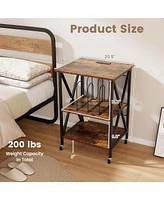 Record Player Stand Vinyl Storage Table Holds Up to 121 Records