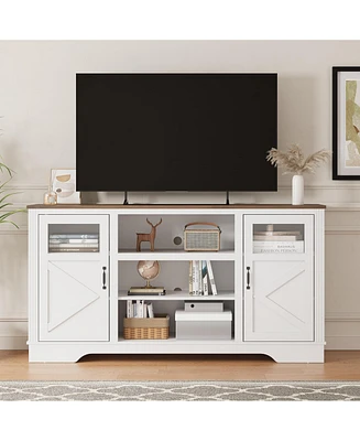 gaomon 58'' Farmhouse Tv Stand with Led Lights, Entertainment Center for TVs up to 70 Inch