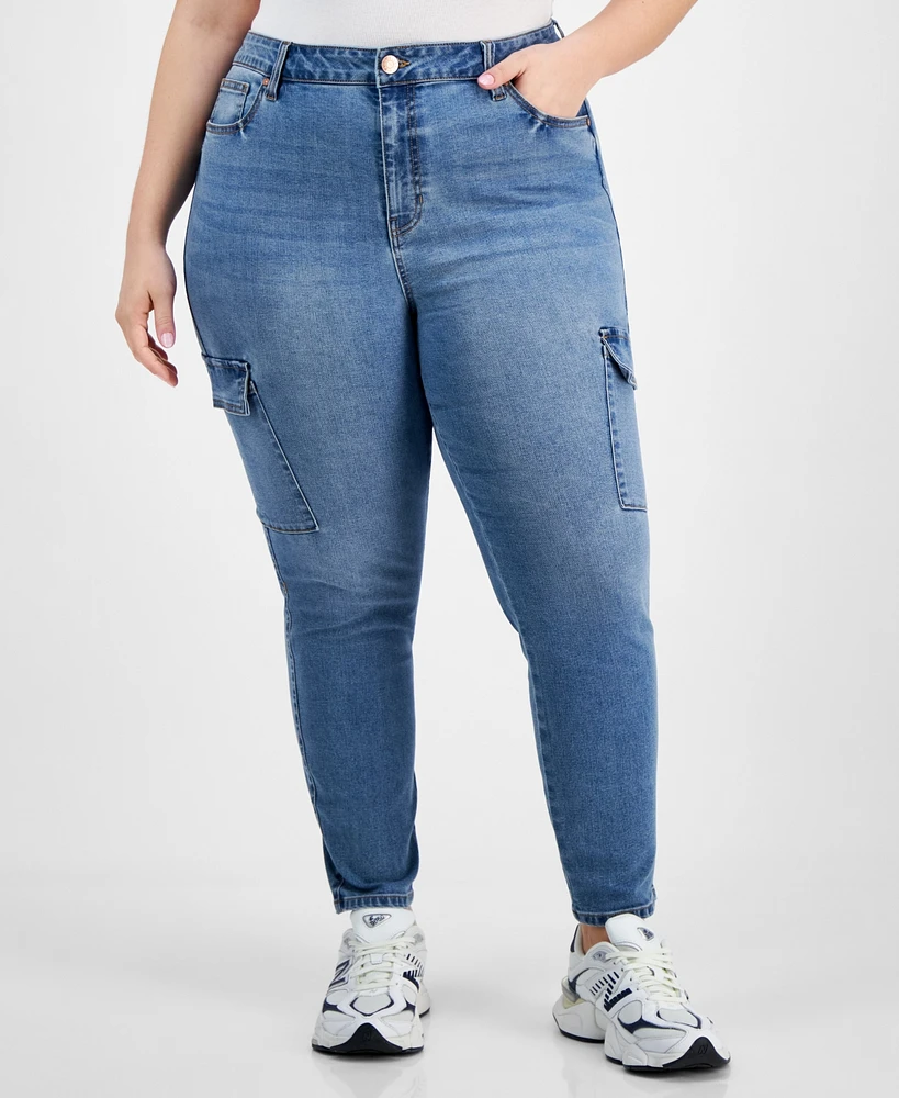 Celebrity Pink Trendy Plus Size High-Rise Skinny Cargo Jeans