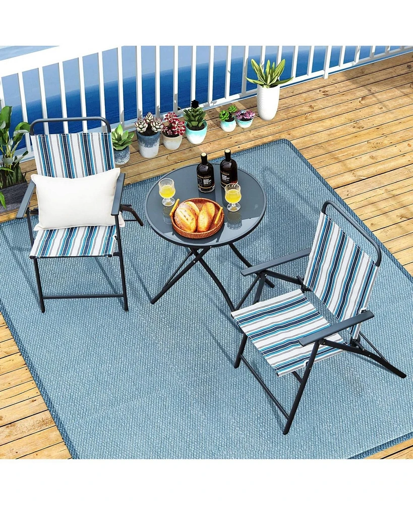 Vebreda 3 Pieces Outdoor Folding Chair Set Portable Folding Chair Set