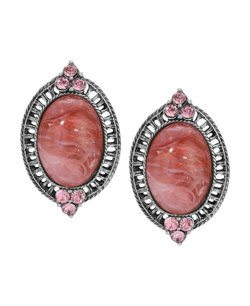 2028 Acrylic Crystal Accent Button Earrings