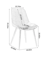 Streamdale Furniture Modern Cream White Fabric Dining Chair with Stylish Grid Pattern