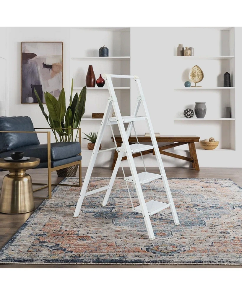 3 Step Ladder, 3 Step Stool Folding Step Stool with Handrails, Gorilla Ladders 500LBS Capacity Sturdy& Portable Ladder for Home Kitchen Library Office