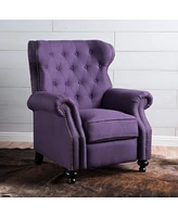 Accented Push Back Recliner Chair With Rolled Arms In Plum, Enjoy Cocooning Comfort