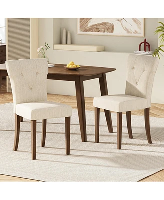Dining Chairs Set of 2, Upholstered Kitchen & Dining Room Chairs(Cream)