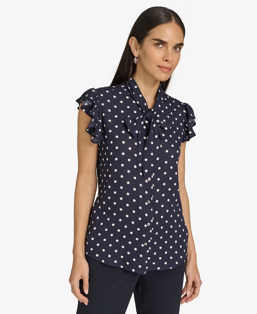 Tommy Hilfiger Women's Ruffle-Sleeve Bow Blouse