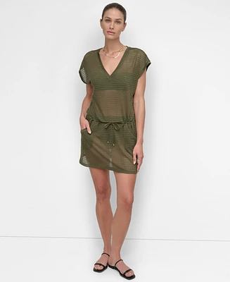 Dkny Women's Mesh Drawstring Tunic Swim Cover-Up