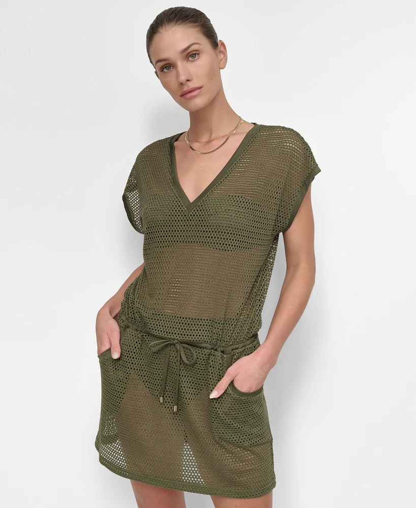 Dkny Women's Mesh Drawstring Tunic Swim Cover-Up