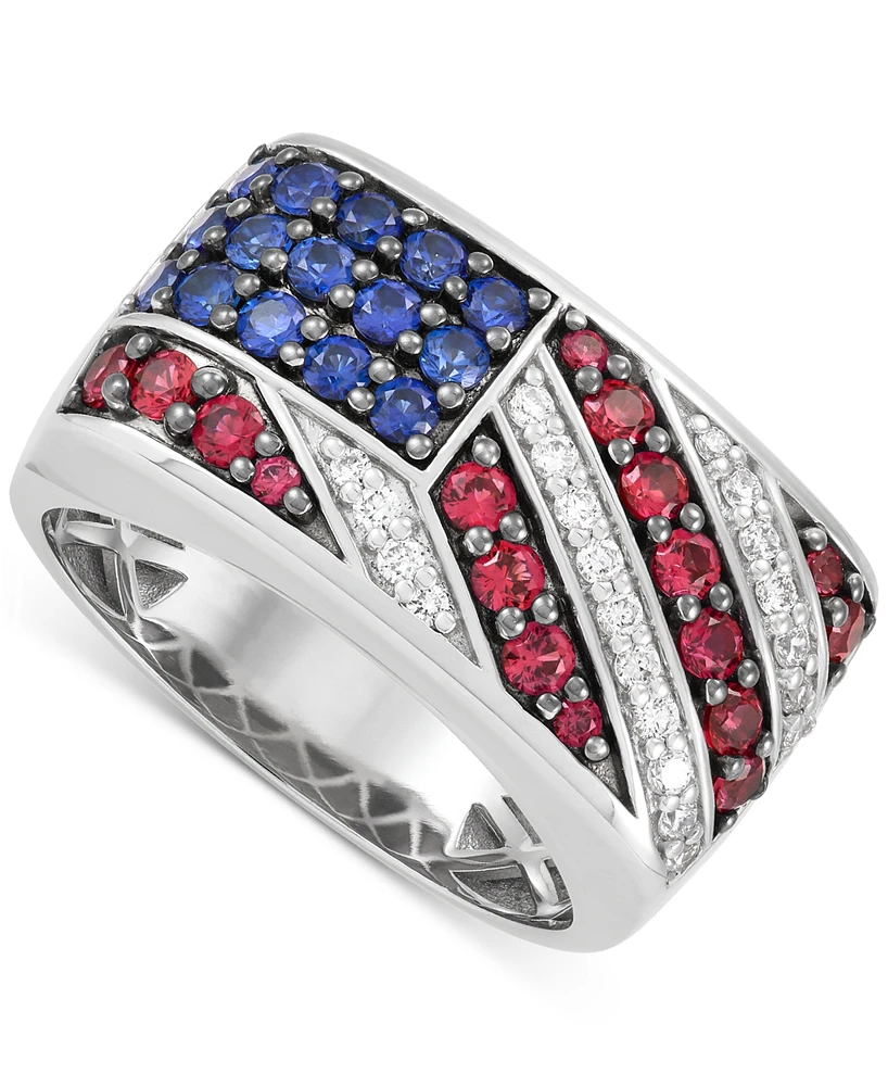 Grown With Love Lab Multi-Gemstone (2 ct. t.w.) Flag Ring Sterling Silver