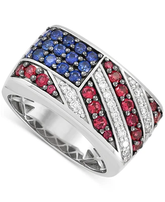 Grown With Love Lab Multi-Gemstone (2 ct. t.w.) Flag Ring Sterling Silver
