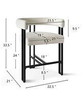 Set of 3 Modern Velvet Counter Stools,Armrest Bar Stools for Kitchen with Legs Design-Maison Boucle