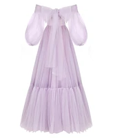 Milla Women's Sheer Sleeves Maxi Tulle Dress