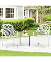 2 Pcs Patio Cast Aluminum Dining Chairs Armrests Outdoor Stackable