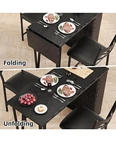 gaomon Dining Table Set for 2, Kitchen Bar Table and Chairs for 2, 3-Piece Kitchen Table Set with 2 Upholstered Chairs, Black