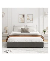 gaomon Platform Bed Frame, Fabric Upholstered With 4 Storage Drawers, No Box Spring Needed, Wooden Slats Support, Noise Free, Easy Assembly