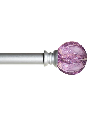 Kenney Estrella Decorative Curtain Rod - 5/8 Inch Silver with Purple Finials