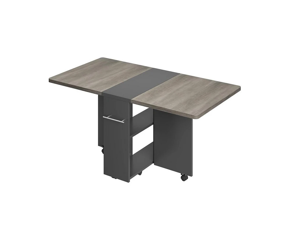 gaomon Space Saving Folding Dining Table with 2 Tier Storage-Extendable Drop Leaf Farmhouse Kitchen Dining Room Tables Set for 4, Collapsible Expandab