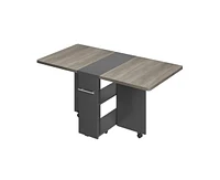 gaomon Space Saving Folding Dining Table with 2 Tier Storage-Extendable Drop Leaf Farmhouse Kitchen Dining Room Tables Set for 4, Collapsible Expandab