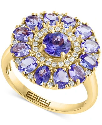 Effy Diamond (1/5 ct. t.w.) & Tanzanite (2-1/6 ct. t.w.) Ring in 14k Yellow Gold
