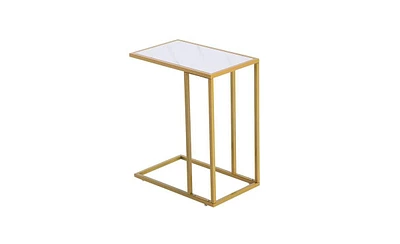 Marble Top C-Side Table – Compact Accent Table for Couch, Bed, or Small Apartment Decor
