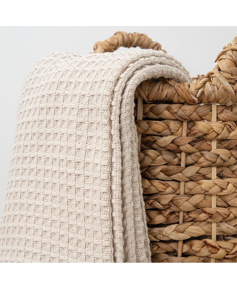 Haryana Luxury Waffle Weave Cotton Bed Blanket, King 108x90 in. (Color Options), Warm Blanket for Bedrooms