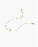 Sterling Silver 18k Gold Plated Aria Clover Bracelet – Summer Ready, Lightweight, Stackable Bracelet, Gift for Her